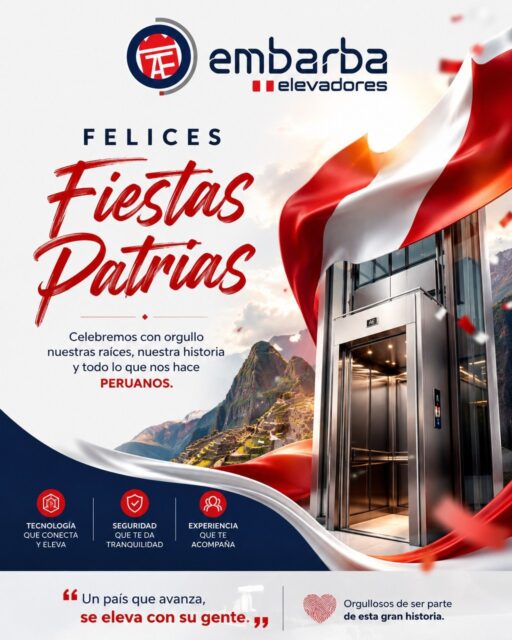 ¡Felices Fiestas Patrias, Perú! ❤️🤍❤️

En Embarba celebramos el orgullo de ser parte del crecimiento de nuestro país y renovamos nuestro compromiso de seguir brindando soluciones innovadoras, seguras y de alta calidad.

Agradecemos a nuestros clientes, colaboradores y aliados por su confianza. Juntos seguimos elevando el presente y construyendo el futuro.

Que estas Fiestas Patrias nos inspiren a continuar trabajando con pasión, excelencia y dedicación por un Perú que nunca deja de crecer.

¡Felices Fiestas Patrias!

#FiestasPatrias2026 #FiestasPatrias #FelicesFiestasPatrias #28DeJulio #Perú #VivaElPerú #OrgulloPeruano #SomosPerú #MarcaPerú #Peruanos #Embarba #Ascensores #Elevadores #movilidadvertical