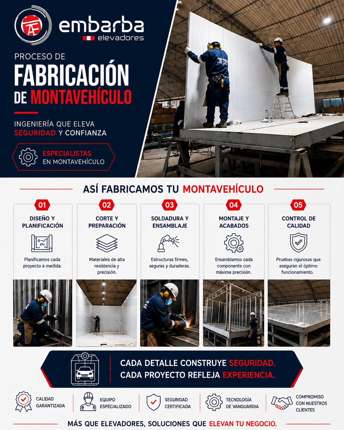 🏗️ Fabricamos soluciones que elevan

En EMBARBA ELEVADORES somos especialistas en la fabricación de montavehículos, desarrollando cada proyecto con precisión, seguridad y experiencia.

⚙️ Diseño • Fabricación • Ensamblaje • Control de calidad

🚗 Ingeniería especializada para elevar tu negocio.

#Embarbaperú #Montavehículos #Elevadores #Ingeniería #Fabricación #Seguridad #Calidad